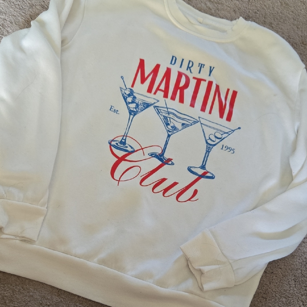 Dirty Martini Club White Graphic Sweatshirt